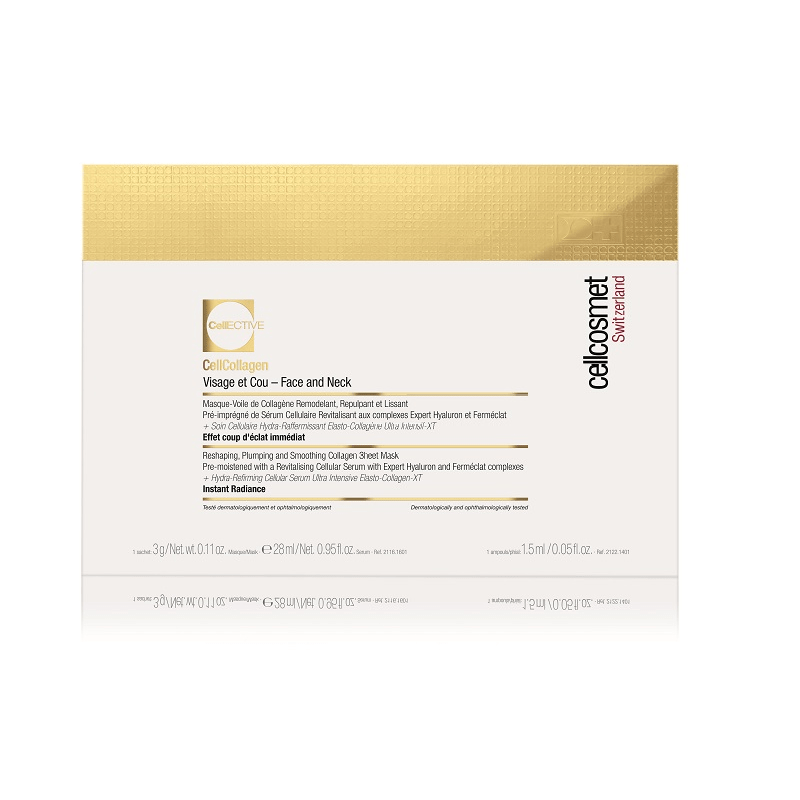 Cellcosmet 7640122571533 CellCollagen Visage et Cou 1 pièce Front Cellcosmet Cellective. collageen vliesmasker